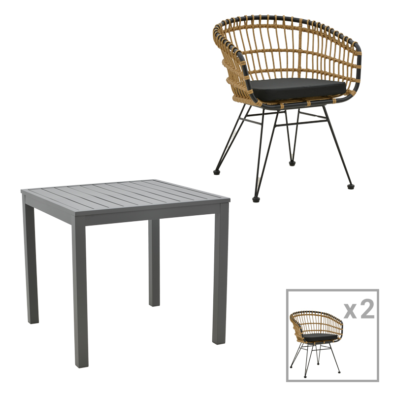 Τραπεζαρία Kliton-Naoki A σετ 3τεμ pakoworld ανθρακί αλουμίνιο και μέταλλο σε μαύρη απόχρωση 80x80x74εκ Τραπεζαρία Kliton-Naoki A σετ 3τεμ pakoworld ανθρακί αλουμίνιο και μέταλλο σε μαύρη απόχρωση 80x80x74εκ