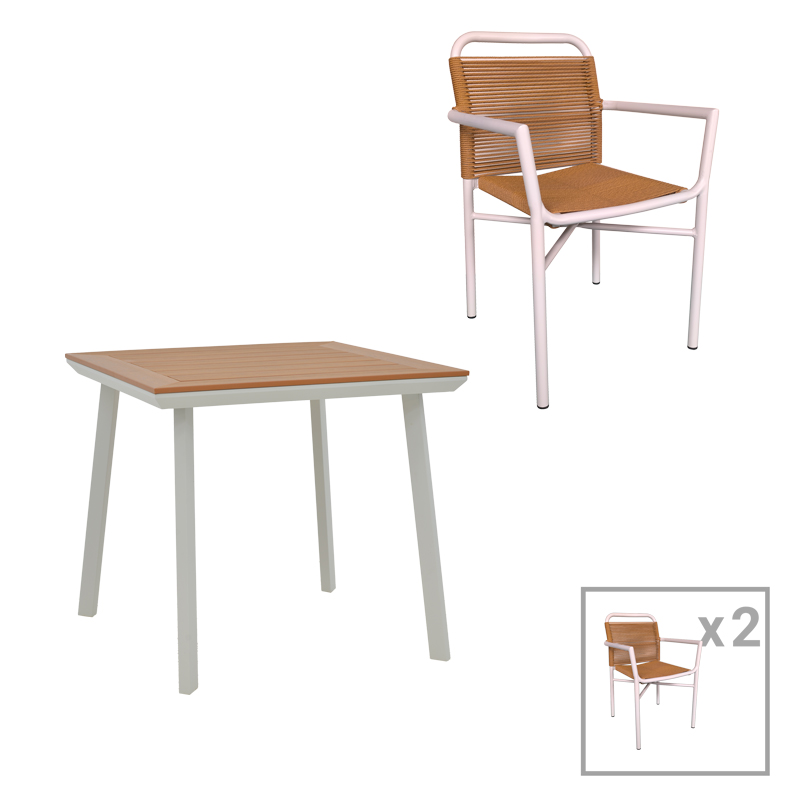 Τραπεζαρία Synergy-Clutch σετ 3τεμ pakoworld λευκό αλουμίνιο και plywood σε φυσικό χρώμα 80x80x74εκ Τραπεζαρία Synergy-Clutch σετ 3τεμ pakoworld λευκό αλουμίνιο και plywood σε φυσικό χρώμα 80x80x74εκ