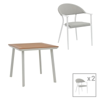 Τραπεζαρία Synergy-Pino σετ 3τεμ pakoworld λευκό αλουμίνιο και plywood σε φυσικό χρώμα 80x80x74εκ Τραπεζαρία Synergy-Pino σετ 3τεμ pakoworld λευκό αλουμίνιο και plywood σε φυσικό χρώμα 80x80x74εκ