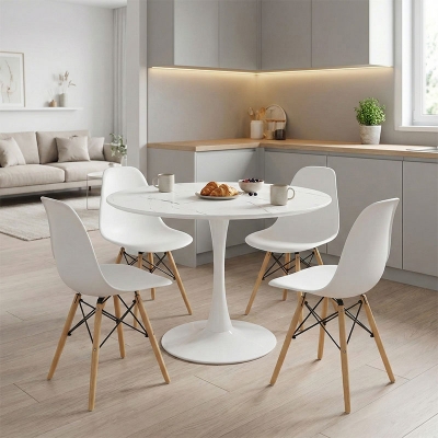 Τραπεζαρία Julita-Balou pakoworld σετ 5τεμ pp-mdf λευκo Φ100x73εκ