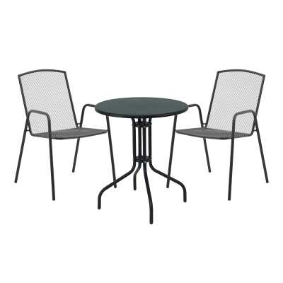 Τραπεζαρία Vergo-Pomedon pakoworld σετ 3τεμ μέταλλο σε μαύρη απόχρωση