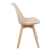 Τραπεζαρία Elijah-Gaston pakoworld σετ 3τεμ pp-pu σε taupe-λευκή απόχρωση με φυσικό πόδι Φ60x74εκ