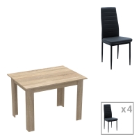 Τραπεζαρία Manka-Parker pakoworld σετ 5τεμ mdf σε μαύρη-sonoma απόχρωση 110x80x77εκ Τραπεζαρία Manka-Parker pakoworld σετ 5τεμ mdf σε μαύρη-sonoma απόχρωση 110x80x77εκ