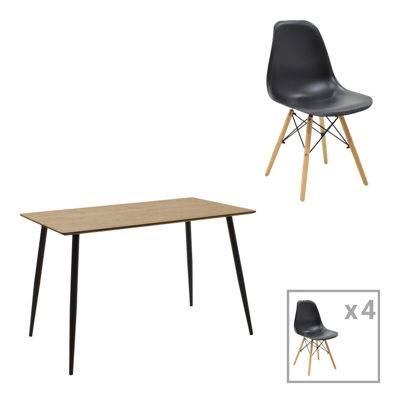 Τραπεζαρία Cuba-Julita pakoworld σετ 5τεμ MDF sonoma-μαύρο-φυσικό 120x70x76εκ Τραπεζαρία Cuba-Julita pakoworld σετ 5τεμ MDF sonoma-μαύρο-φυσικό 120x70x76εκ