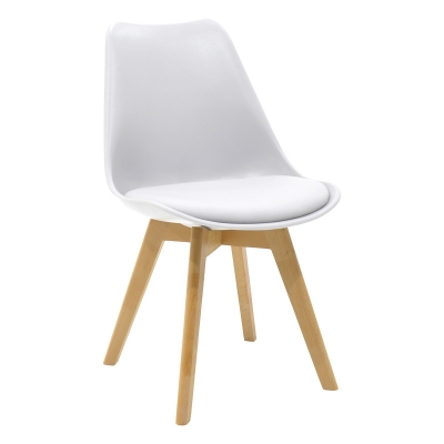 Τραπεζαρία Julita-Gaston σετ 5τεμ pakoworld MDF και ξύλο οξιάς σε λευκή-φυσική απόχρωση Φ80x73εκ