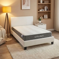 Κρεβάτι με στρώμα Nevil-Dreamer pakoworld pu λευκό 100x200εκ