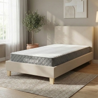 Κρεβάτι με στρώμα Nevil-Dreamer pakoworld ύφασμα μπεζ-ξύλινο πόδι σε φυσική απόχρωση 100x200εκ Κρεβάτι με στρώμα Nevil-Dreamer pakoworld ύφασμα μπεζ-ξύλινο πόδι σε φυσική απόχρωση 100x200εκ