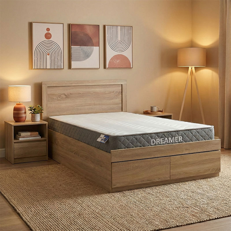 Κρεβάτι με στρώμα Olympus-Dreamer pakoworld sonoma 120x200εκ Κρεβάτι με στρώμα Olympus-Dreamer pakoworld sonoma 120x200εκ