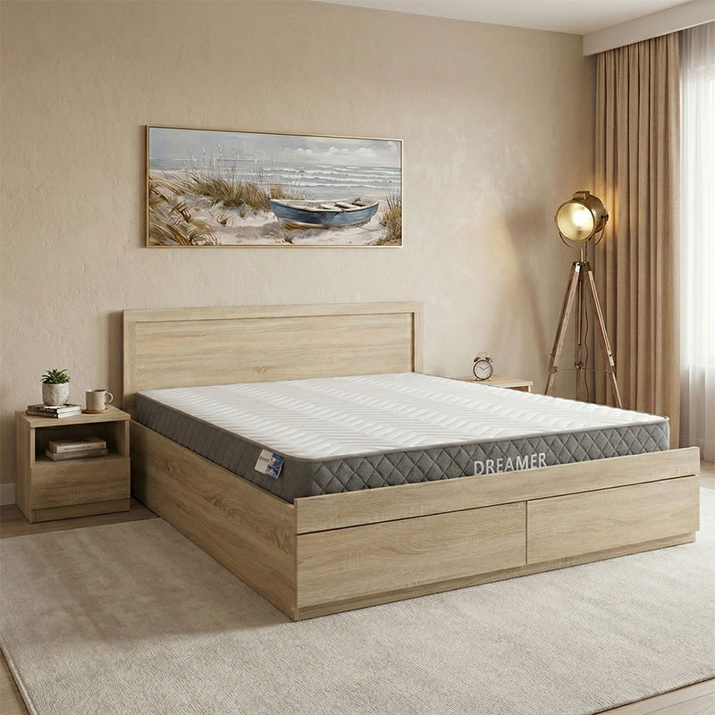 Κρεβάτι με στρώμα και συρτάρι Olympus-Dreamer pakoworld sonoma 160x200εκ Κρεβάτι με στρώμα και συρτάρι Olympus-Dreamer pakoworld sonoma 160x200εκ