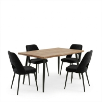 Τραπεζαρία με Καρέκλες Murde Μαύρο και Τραπέζι Neve Μαύρο 140x80x75εκ Σετ 5τεμ