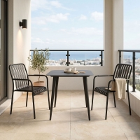 Τραπεζαρία Heven Vista pakoworld σετ 3τεμ μαύρο αλουμίνιο 80x80x72εκ Τραπεζαρία Heven Vista pakoworld σετ 3τεμ μαύρο αλουμίνιο 80x80x72εκ
