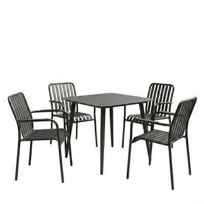 Τραπεζαρία Heven Vista pakoworld σετ 5τεμ μαύρο αλουμίνιο 80x80x72εκ Τραπεζαρία Heven Vista pakoworld σετ 5τεμ μαύρο αλουμίνιο 80x80x72εκ