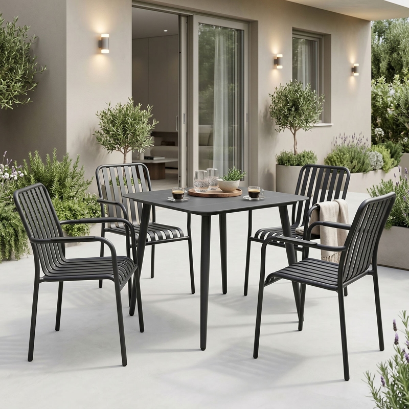 Τραπεζαρία Heven Vista pakoworld σετ 5τεμ μαύρο αλουμίνιο 80x80x72εκ Τραπεζαρία Heven Vista pakoworld σετ 5τεμ μαύρο αλουμίνιο 80x80x72εκ