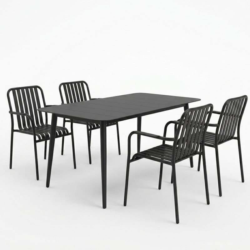 Τραπεζαρία Heven Vista pakoworld σετ 5τεμ μαύρο αλουμίνιο 120x70x72εκ Τραπεζαρία Heven Vista pakoworld σετ 5τεμ μαύρο αλουμίνιο 120x70x72εκ