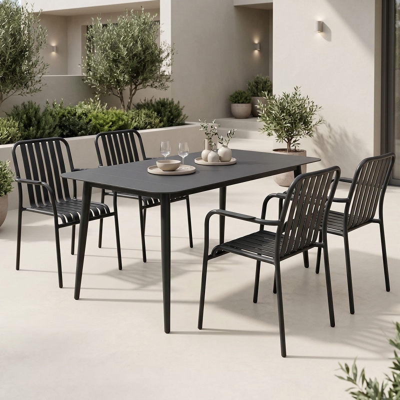 Τραπεζαρία Heven Vista pakoworld σετ 5τεμ μαύρο αλουμίνιο 120x70x72εκ Τραπεζαρία Heven Vista pakoworld σετ 5τεμ μαύρο αλουμίνιο 120x70x72εκ