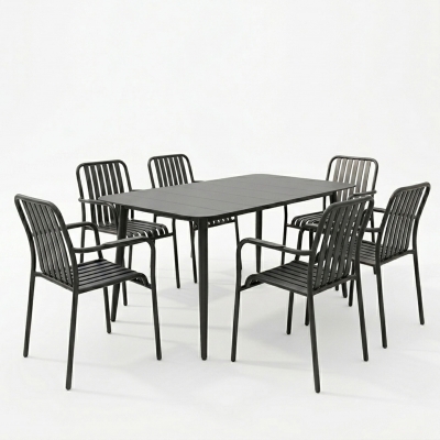 Τραπεζαρία Heven Vista pakoworld σετ 7τεμ μαύρο αλουμίνιο 120x70x72εκ Τραπεζαρία Heven Vista pakoworld σετ 7τεμ μαύρο αλουμίνιο 120x70x72εκ