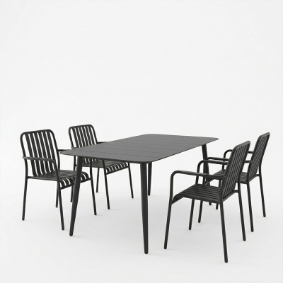 Τραπεζαρία Heven Vista pakoworld σετ 5τεμ μαύρο αλουμίνιο 150x80x72εκ Τραπεζαρία Heven Vista pakoworld σετ 5τεμ μαύρο αλουμίνιο 150x80x72εκ