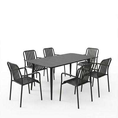 Τραπεζαρία Heven Vista pakoworld σετ 7τεμ μαύρο αλουμίνιο 150x80x72εκ Τραπεζαρία Heven Vista pakoworld σετ 7τεμ μαύρο αλουμίνιο 150x80x72εκ