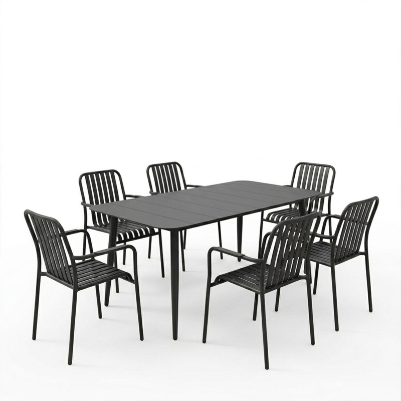 Τραπεζαρία Heven Vista pakoworld σετ 7τεμ μαύρο αλουμίνιο 150x80x72εκ Τραπεζαρία Heven Vista pakoworld σετ 7τεμ μαύρο αλουμίνιο 150x80x72εκ