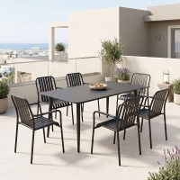 Τραπεζαρία Heven Vista pakoworld σετ 7τεμ μαύρο αλουμίνιο 150x80x72εκ Τραπεζαρία Heven Vista pakoworld σετ 7τεμ μαύρο αλουμίνιο 150x80x72εκ