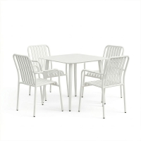 Τραπεζαρία Heven Vista pakoworld σετ 5τεμ λευκό αλουμίνιο 80x80x72εκ