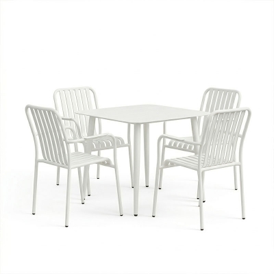 Τραπεζαρία Heven Vista pakoworld σετ 5τεμ λευκό αλουμίνιο 80x80x72εκ