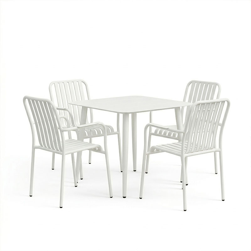 Τραπεζαρία Heven Vista pakoworld σετ 5τεμ λευκό αλουμίνιο 80x80x72εκ