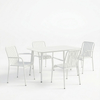 Τραπεζαρία Heven Vista pakoworld σετ 5τεμ λευκό αλουμίνιο 120x70x72εκ