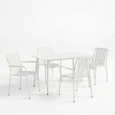 Τραπεζαρία Heven Vista pakoworld σετ 5τεμ λευκό αλουμίνιο 120x70x72εκ