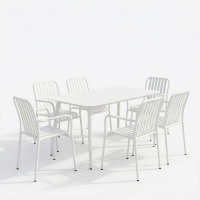 Τραπεζαρία Heven Vista pakoworld σετ 7τεμ λευκό αλουμίνιο 120x70x72εκ