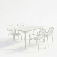 Τραπεζαρία Heven Vista pakoworld σετ 5τεμ λευκό αλουμίνιο 150x80x72εκ