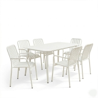 Τραπεζαρία Heven Vista pakoworld σετ 7τεμ λευκό αλουμίνιο 150x80x72εκ