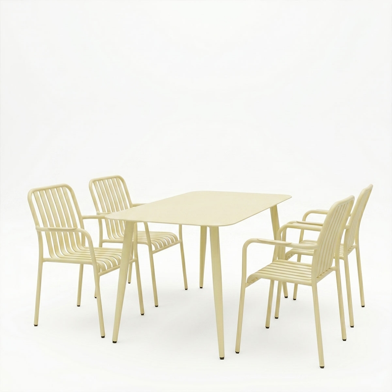 Τραπεζαρία Heven Vista pakoworld σετ 5τεμ σαμπανί αλουμίνιο 120x70x72εκ