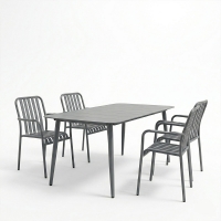 Τραπεζαρία Heven Vista pakoworld σετ 5τεμ ανθρακί αλουμίνιο 150x80x72εκ