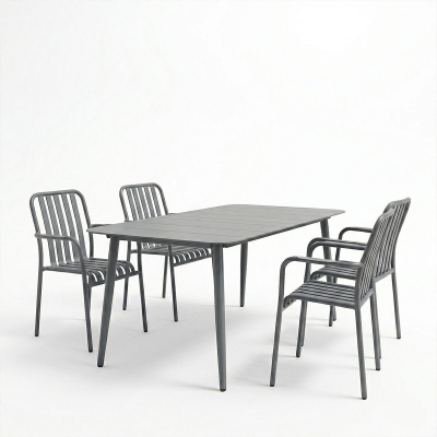 Τραπεζαρία Heven Vista pakoworld σετ 5τεμ ανθρακί αλουμίνιο 150x80x72εκ