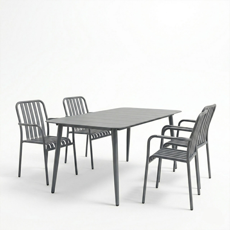 Τραπεζαρία Heven Vista pakoworld σετ 5τεμ ανθρακί αλουμίνιο 150x80x72εκ