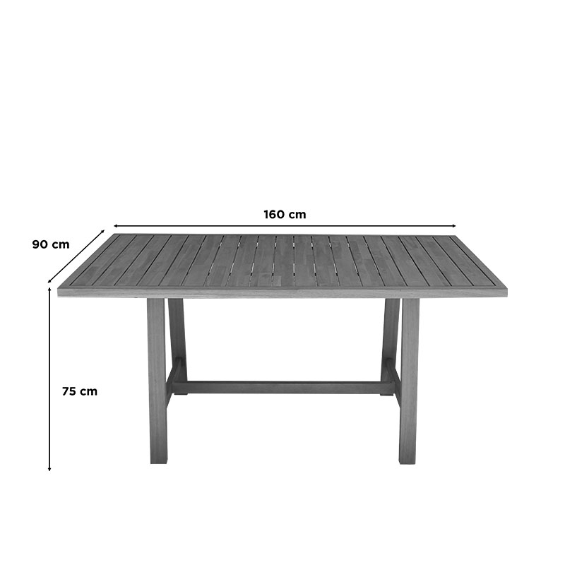 Τραπεζαρία Malibu pakoworld Σετ 5τεμ μασίφ ξύλο ακακίας 160x90x75εκ