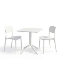 Τραπεζαρία Groovy Berdian pakoworld σετ 3τεμ λευκό PP 60x60x76εκ