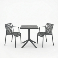 Τραπεζαρία Groovy Zoi pakoworld σετ 3τεμ ανθρακί PP 60x60x76εκ