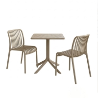 Τραπεζαρία Groovy Zoi pakoworld σετ 3τεμ cappuccino PP 60x60x76εκ