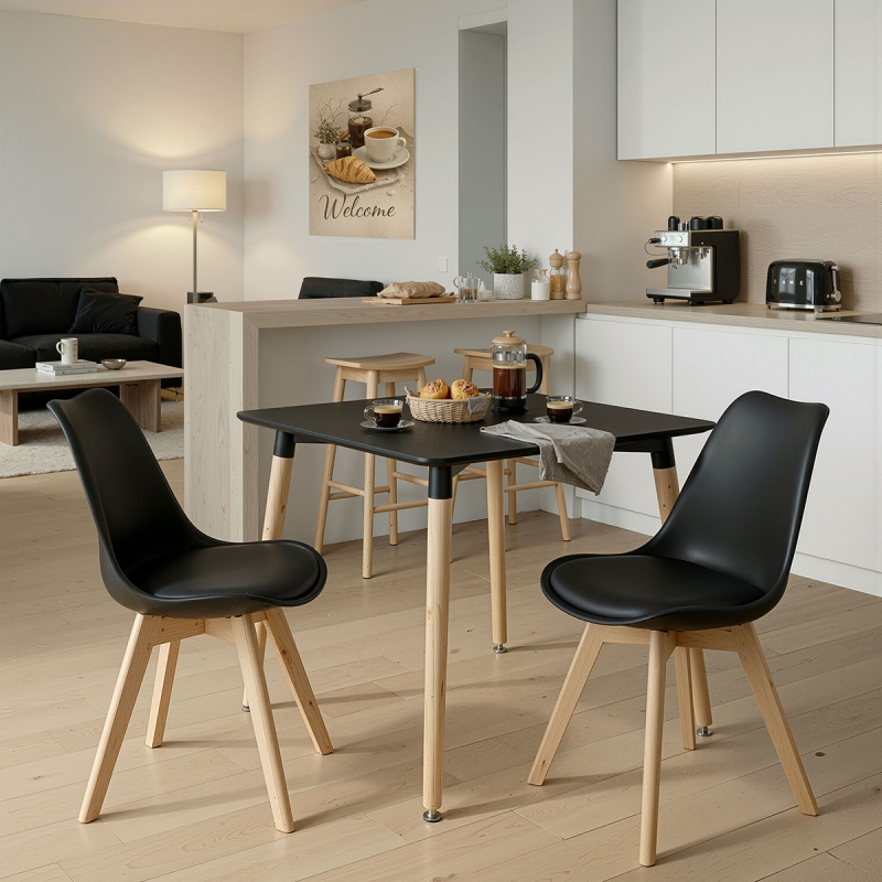 Τραπεζαρία με Καρέκλες Gaston και Τραπέζι Natali μαύρο 80x80x76εκ Σετ 3τεμ Τραπεζαρία με Καρέκλες Gaston και Τραπέζι Natali μαύρο 80x80x76εκ Σετ 3τεμ