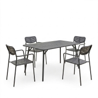 Τραπεζαρία Moraja Deraby pakoworld σετ 5τεμ μαύρο μέταλλο 140x80x72εκ