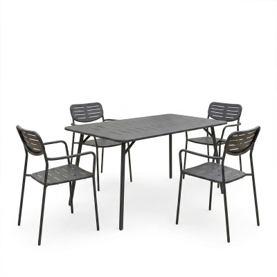 Τραπεζαρία Moraja Deraby pakoworld σετ 5τεμ μαύρο μέταλλο 140x80x72εκ