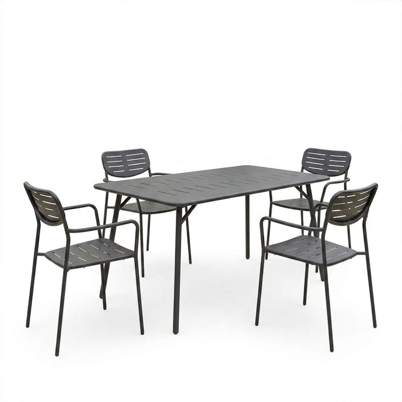 Τραπεζαρία Moraja Deraby pakoworld σετ 5τεμ μαύρο μέταλλο 140x80x72εκ