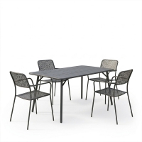 Τραπεζαρία Moraja Federal pakoworld σετ 5τεμ μαύρο μέταλλο 140x80x72εκ