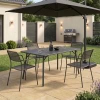 Τραπεζαρία Moraja Federal pakoworld σετ 5τεμ μαύρο μέταλλο 140x80x72εκ