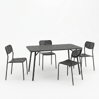 Τραπεζαρία Moraja Deraby Ι pakoworld σετ 5τεμ μαύρο μέταλλο 140x80x72εκ