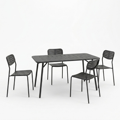 Τραπεζαρία Moraja Deraby Ι pakoworld σετ 5τεμ μαύρο μέταλλο 140x80x72εκ