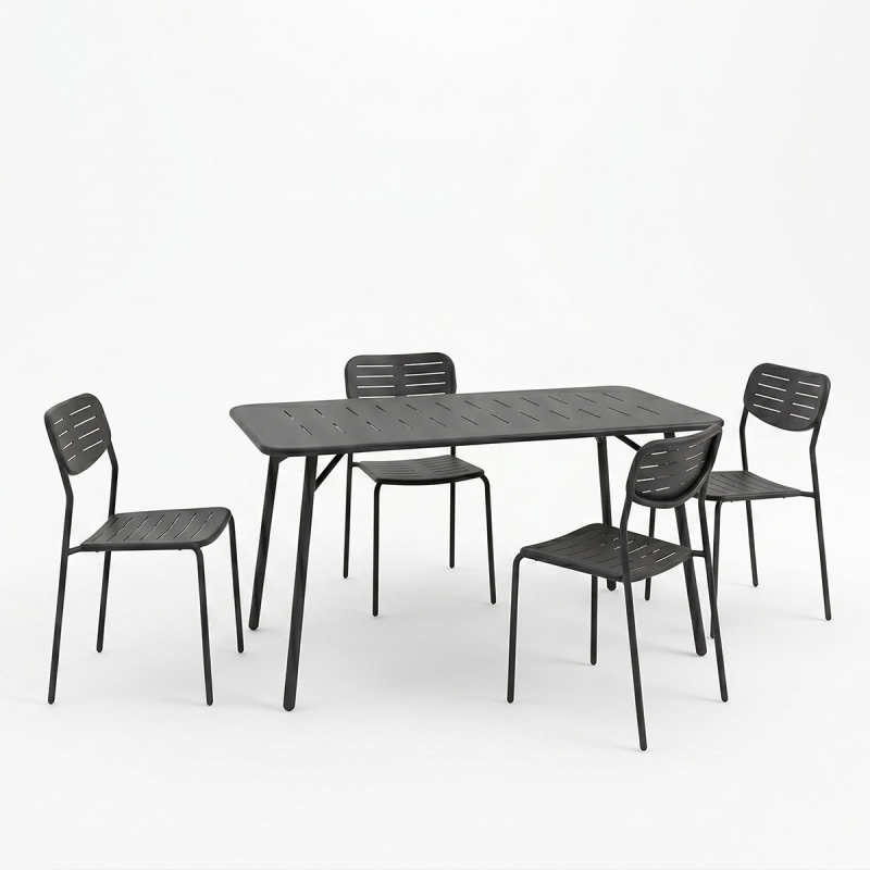 Τραπεζαρία Moraja Deraby Ι pakoworld σετ 5τεμ μαύρο μέταλλο 140x80x72εκ