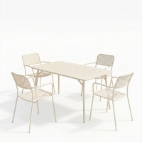 Τραπεζαρία Moraja Federal pakoworld σετ 5τεμ κρεμ μέταλλο 140x80x72εκ